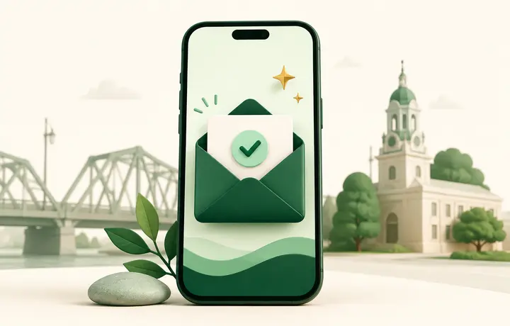 Phone displaying an approved early-access invitation in Fredericton